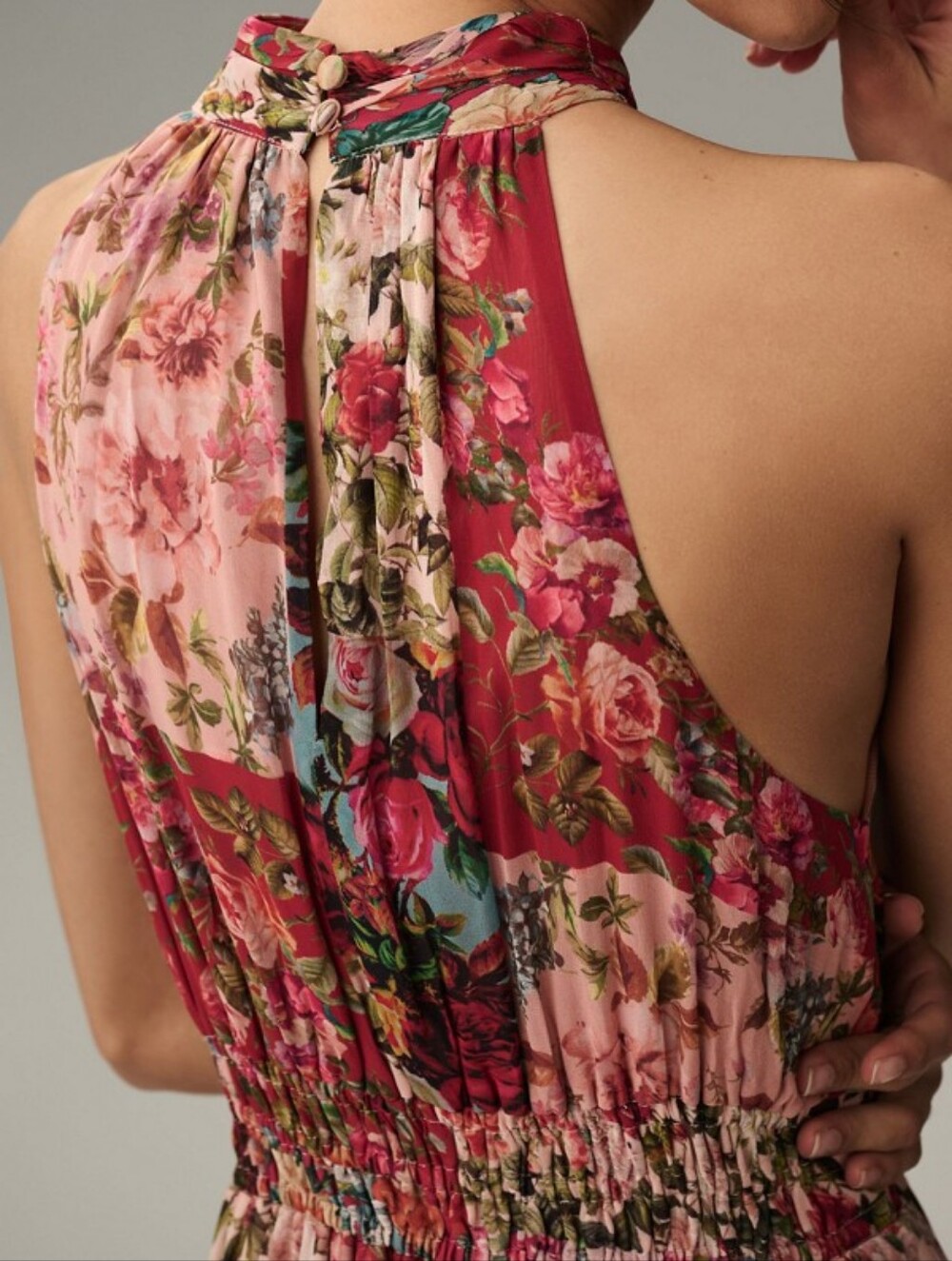 Anthropologie The Somerset Maxi Dress: Halter Edition - Pink Mosaic Floral - Picture 4 of 7